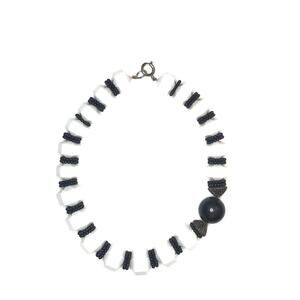 Black and White Asymmetric Statement Necklace